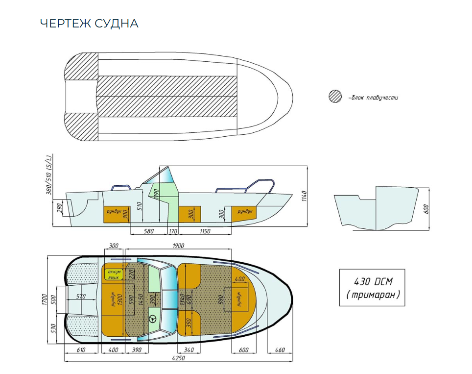 Стеклопластиковый катер Wyatboat-430 DCM (тримаран) в Калуге