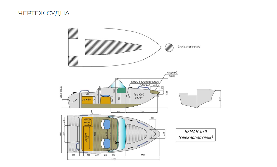 Стеклопластиковый катер Neman-450 в Калуге