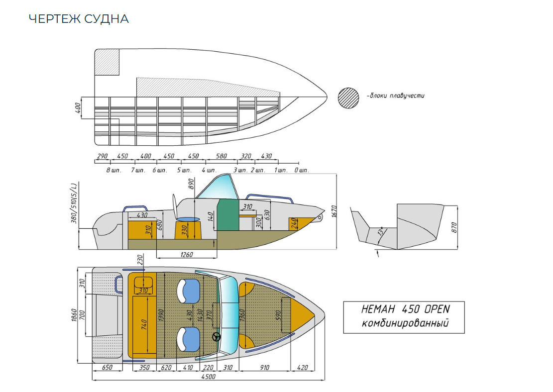 Комбинированный катер Neman-450 Open в Калуге