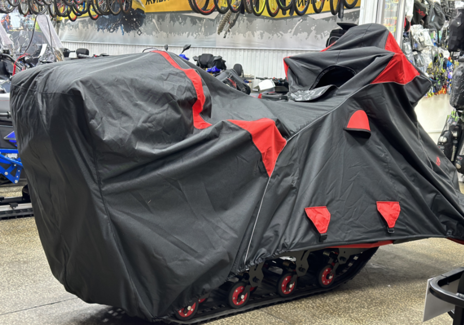 Чехол транспорт. снегохода IKUDZO HUNTER черно-красный Оксфорд ПРЕМИУМ качества с лого IKUDZO в Калуге