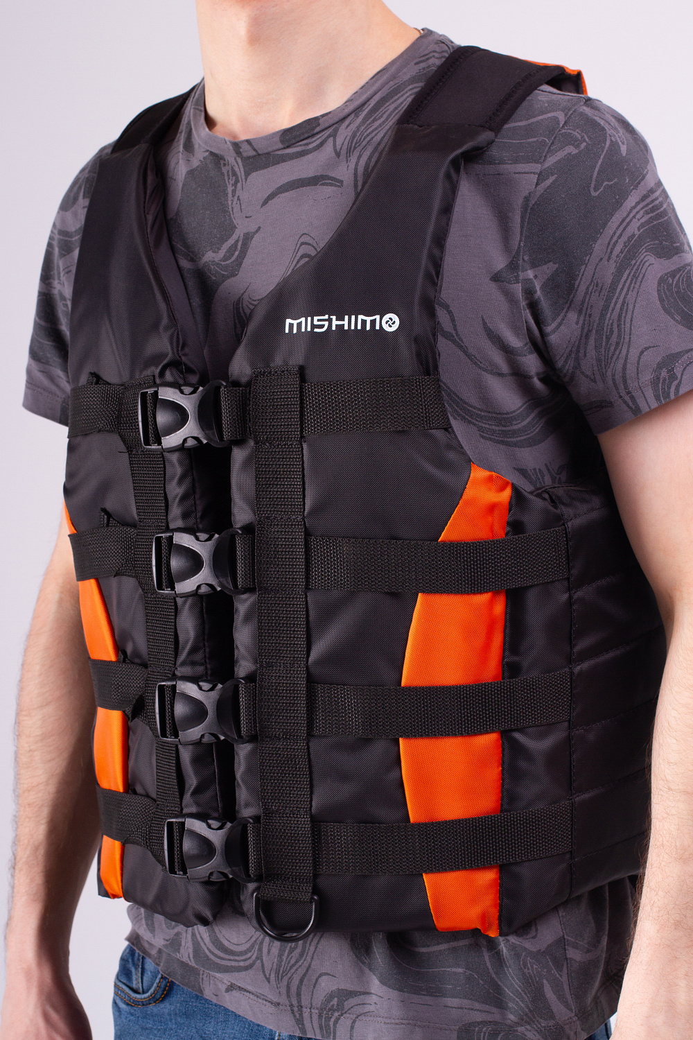Жилет спасательный MISHIMO PRO Премиум качества Черно-оранжевый в Калуге