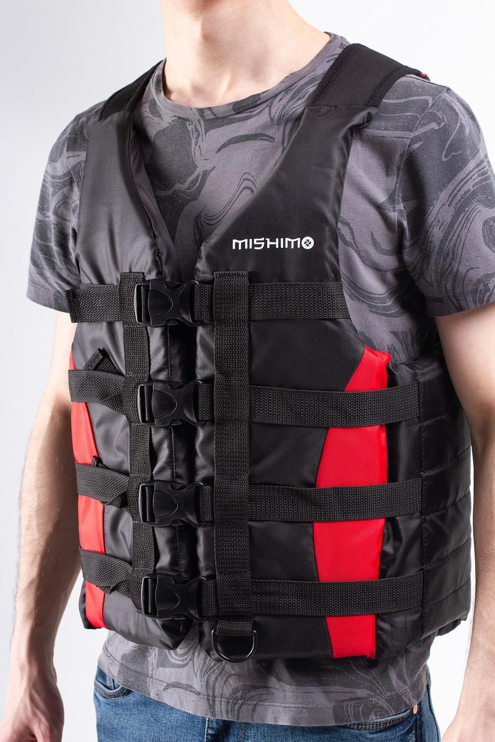 Жилет спасательный MISHIMO PRO Премиум качества Черно-красный в Калуге